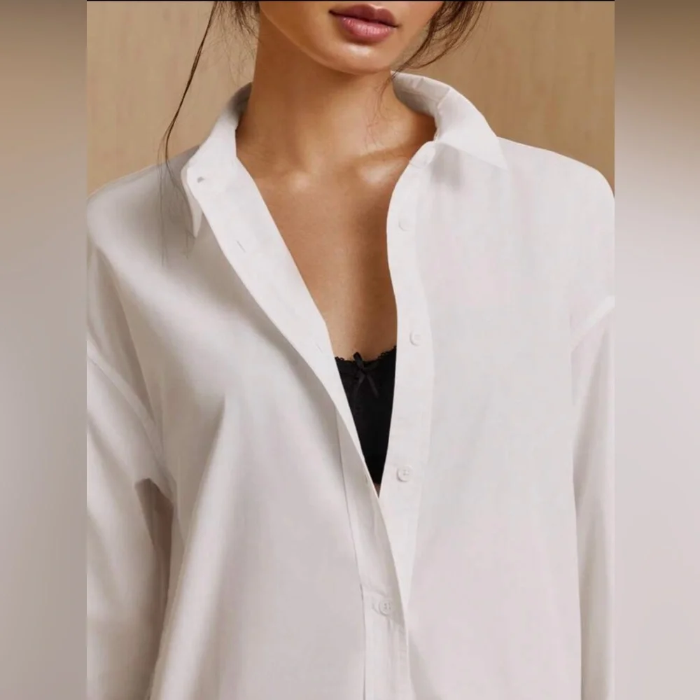 SHEIN X MONSE Side-Laced Button-Down Shirt Dress - Picture 5 of 9